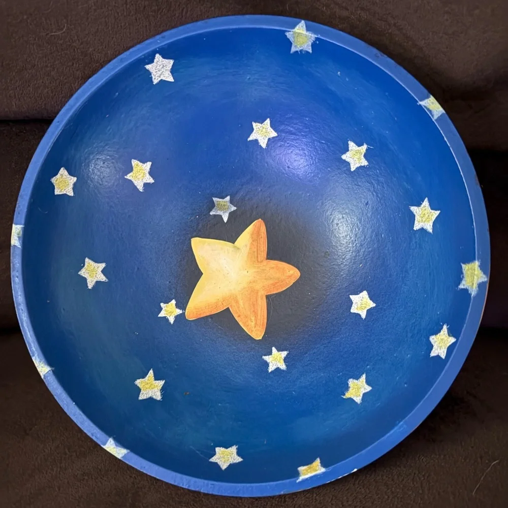Folk Art painted wooden bowl with patriotic design